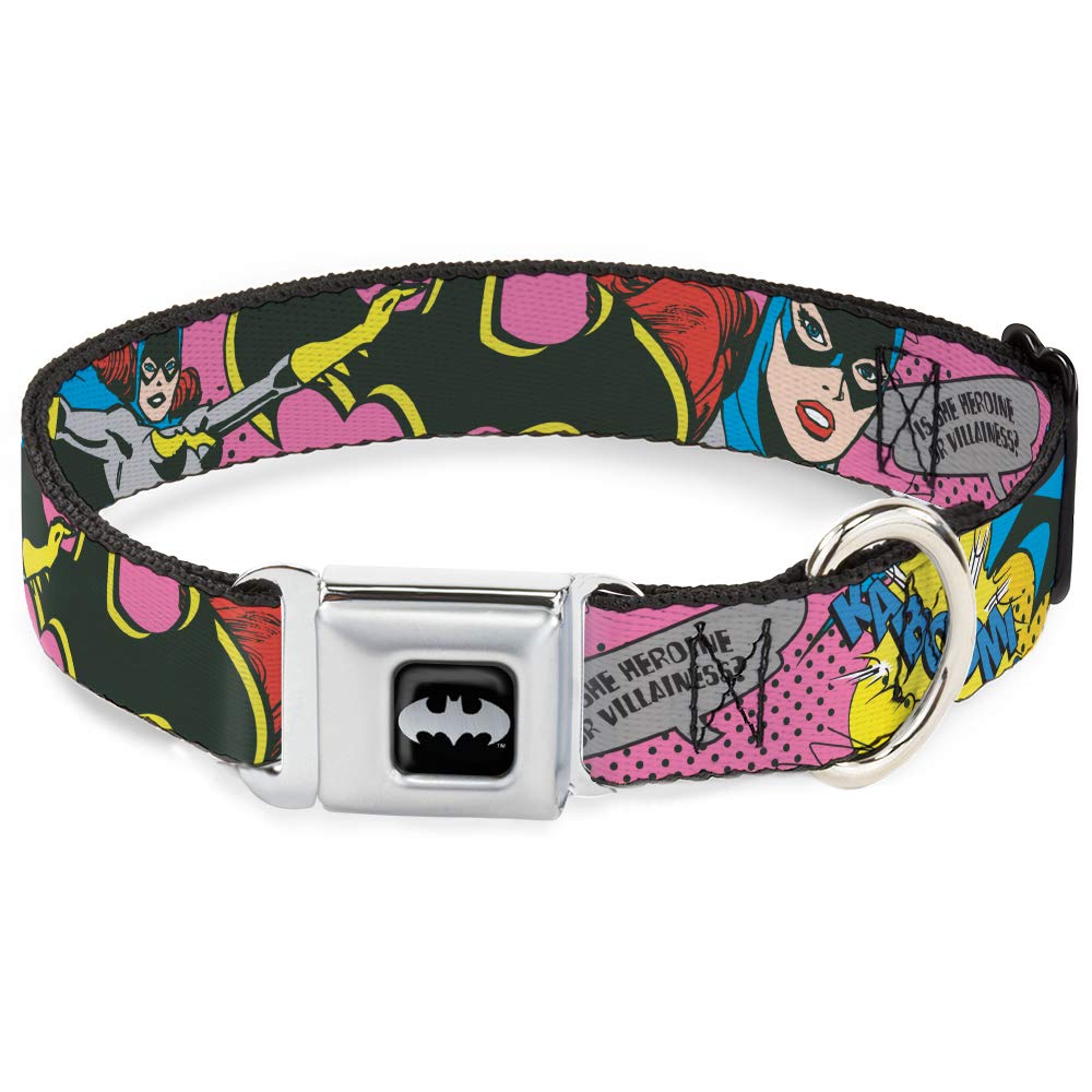 Buckle-Down Seatbelt Buckle Dog Collar - Batgirl-Is She Hero Or Villain? W/Batgirl In Action - 1.5' Wide - Fits 18-32' Neck - 