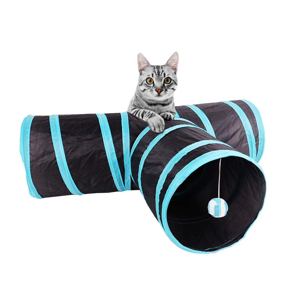 Picckola International Pet (T Shape) Cat Tunnel  Collapsible 3 Way Play Toy, Tube Fun For Rabbits, Kittens