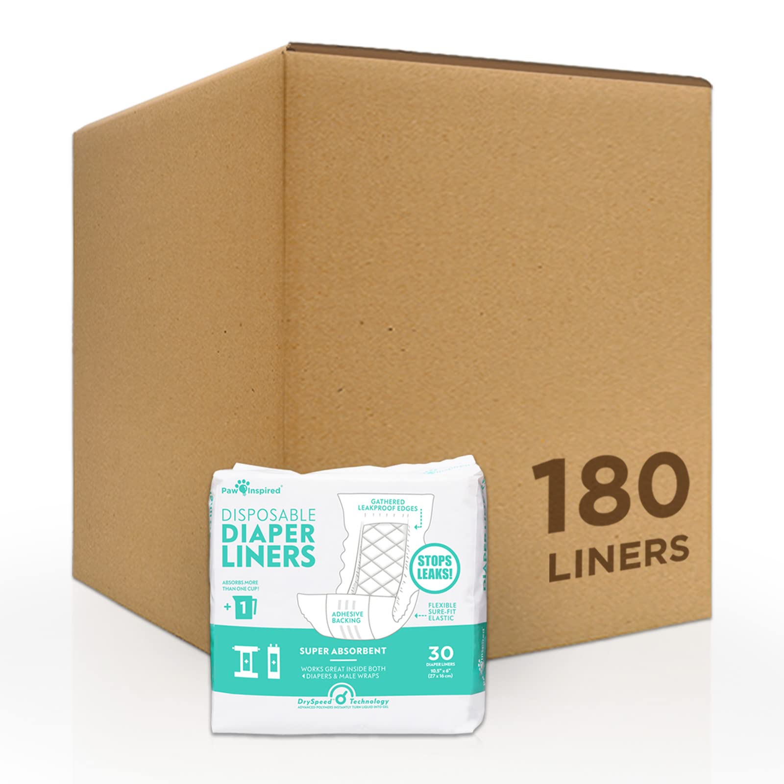 Paw Inspired Dog Diaper Liners | Inserts for Washable Covers, Female Dog Diapers, and Male Dog Belly Bands | Leakproof, Super Ab