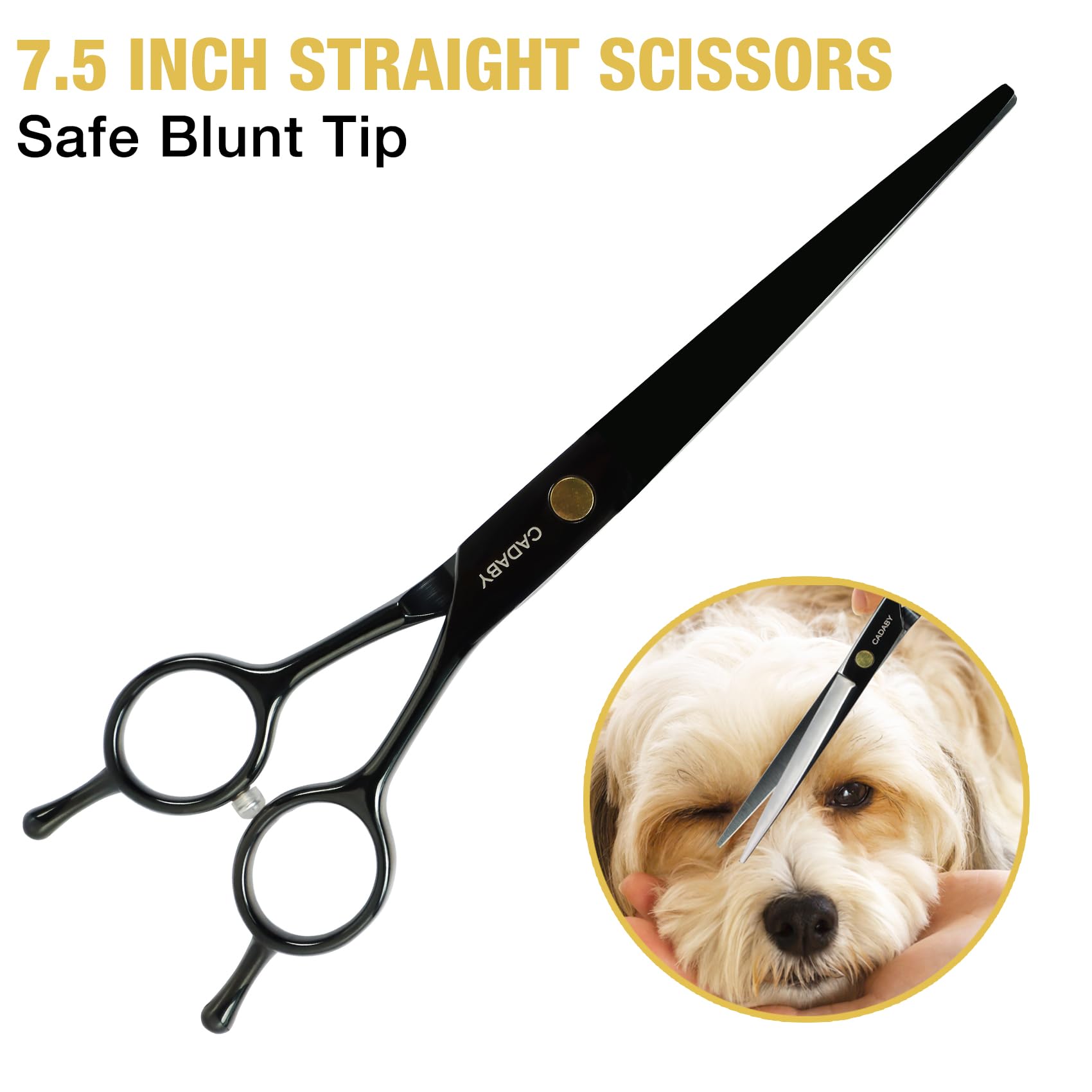 Cadaby Dog Grooming Scissors Kit With Blunt Tips, 5 In 1 Professional Dog Shears For Grooming, 4Cr Stainless Steel Pet Scissors,