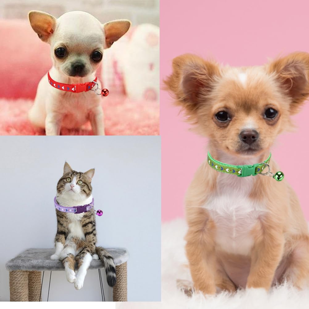 Xxs Dog Collar With Bell,Soft Nylon Identification Pink Cat Collar Girl Puppy Collar With Bells Adjustable Buckle For Xxs Xs Tin