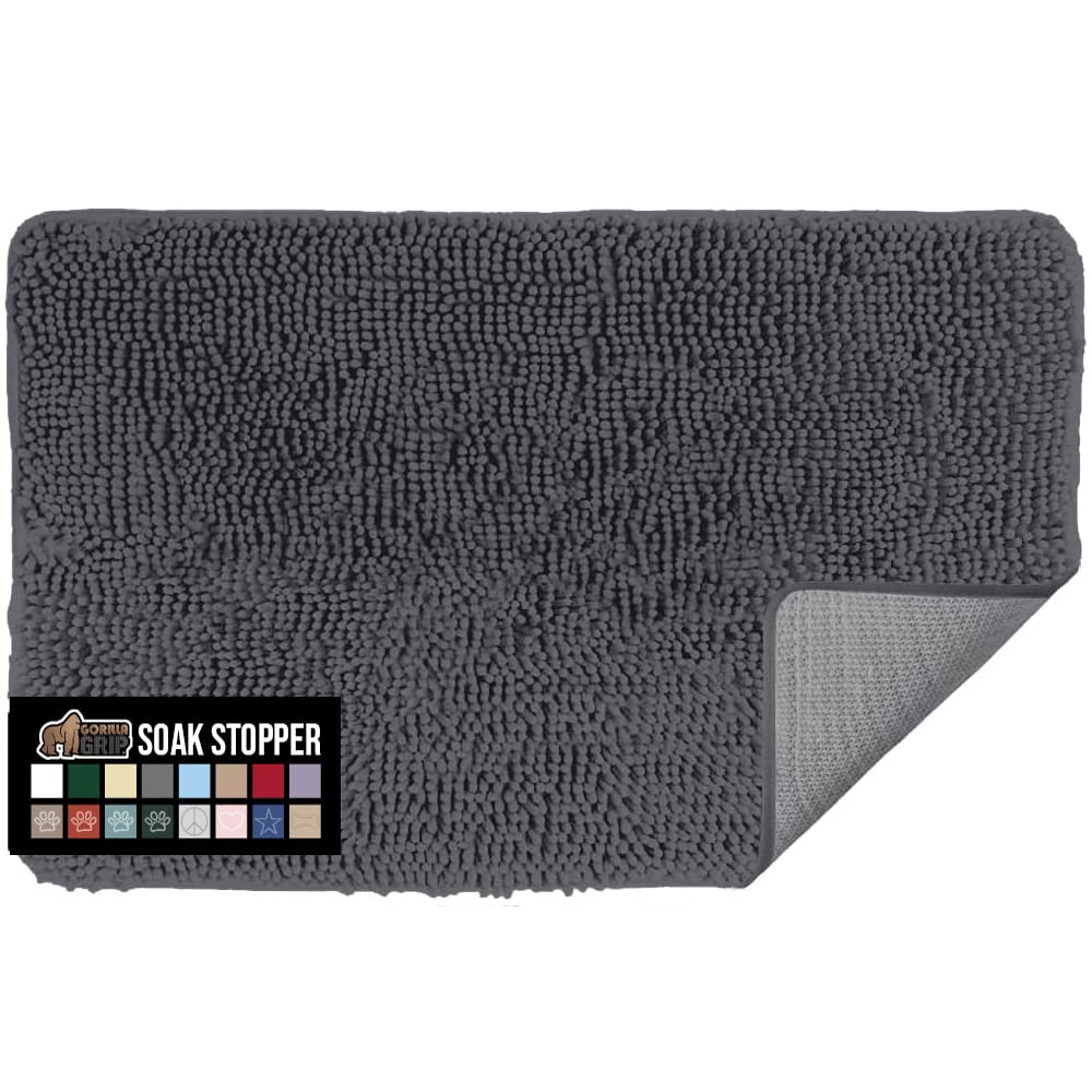 GORILLA GRIP Dog Doormat, Absorbent Doormats for Muddy Dogs Paws, Machine Washable Soakstopper Rugs, Cleaner Floors, US Designed