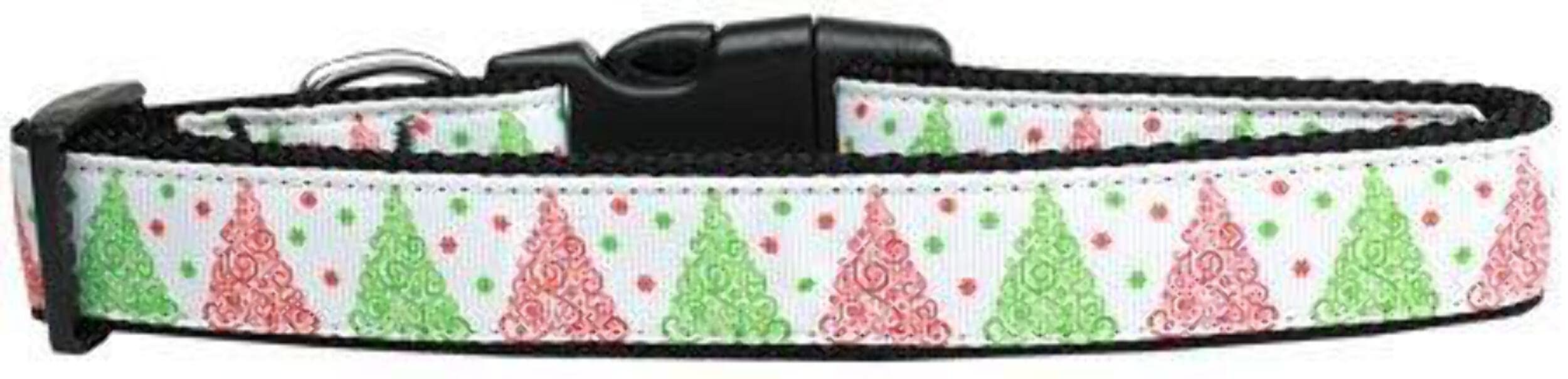 Christmas Pet Dog & Cat Nylon Collar or Leash, &quot;Fancy Schmancy Christmas Trees&quot; XS Collar