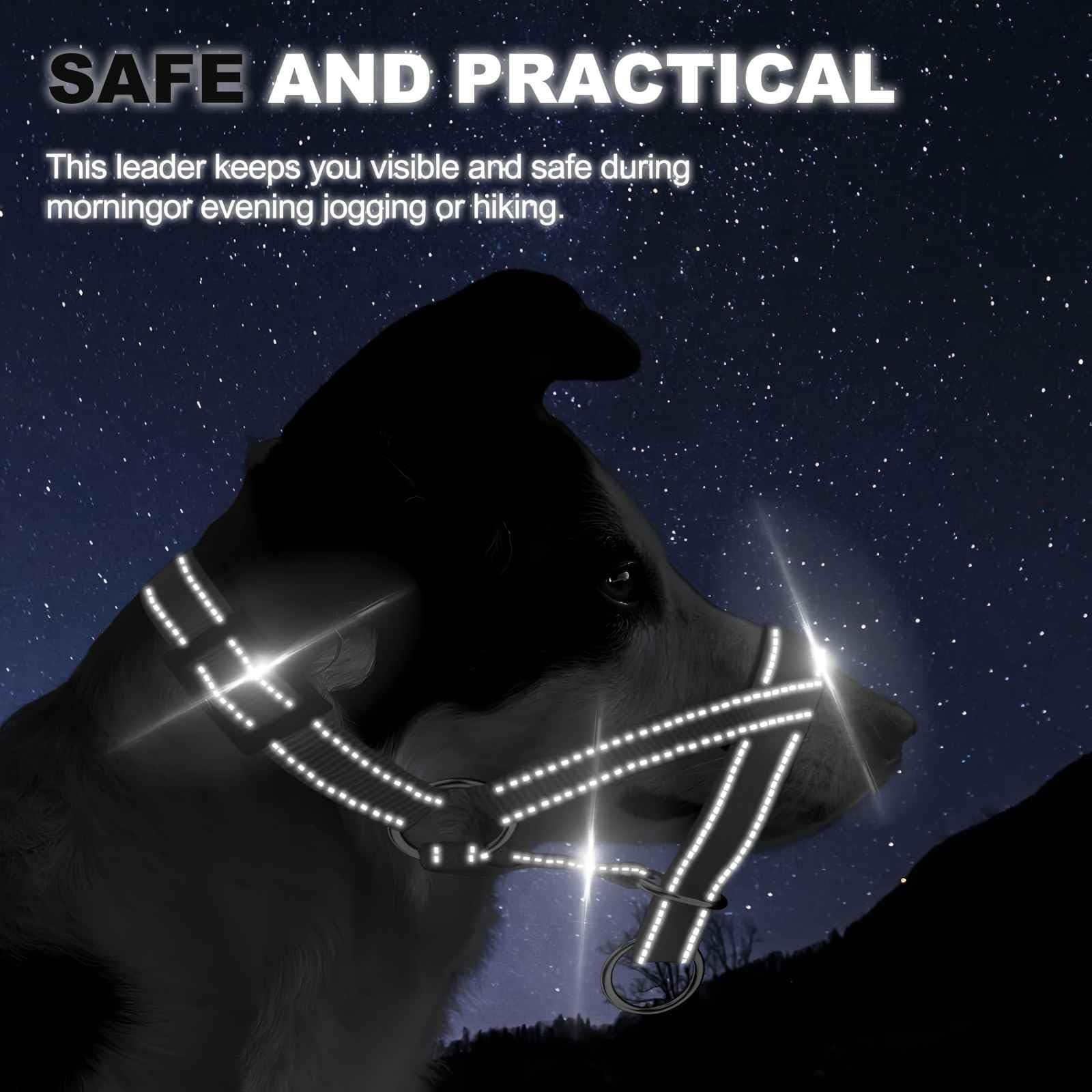 Wintchuk Dog Head Collar, Head Collar With Reflective Strap To Stop Pulling For Small Medium And Large Dogs, Adjustable (M, Black)
