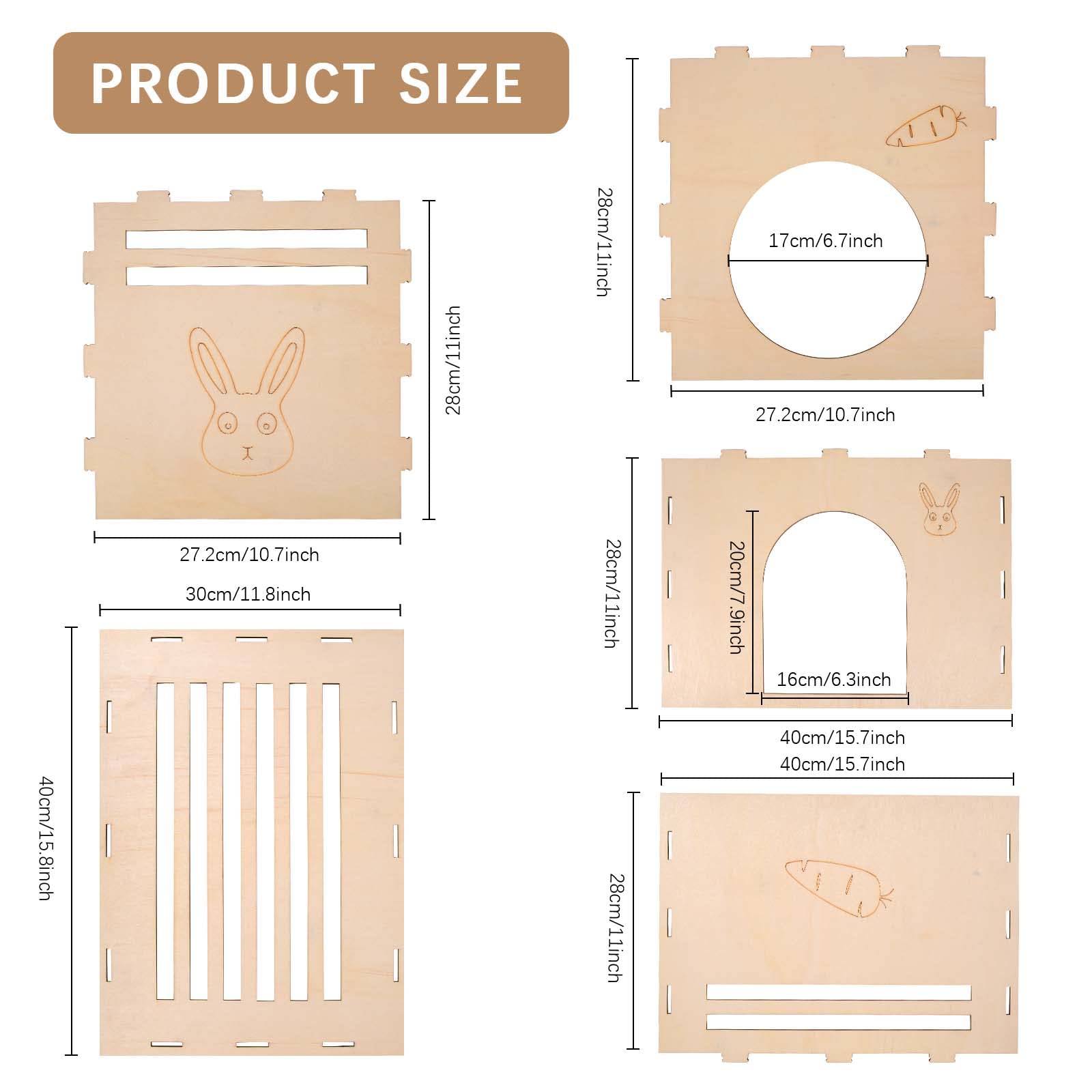 Woiworco Wooden Rabbit Hideout, Rabbit Houses And Hideouts, Wooden Rabbit Castle Bunny Hideout For Indoor Bunnies Chinchilla, Hamsters And Guinea Pigs Hut To Hide