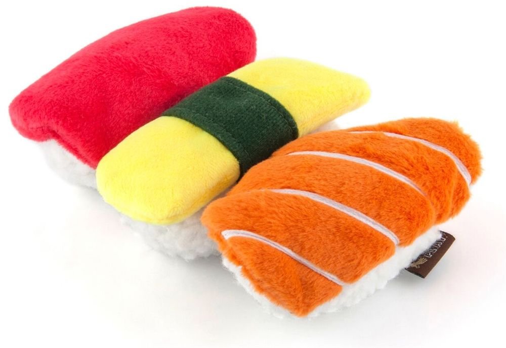 P.L.A.Y. Cute Plush Dog Toys - International Classic Food Themed Durable Plush Squeaker Chew Toy, Great for Puppies & Small, Med