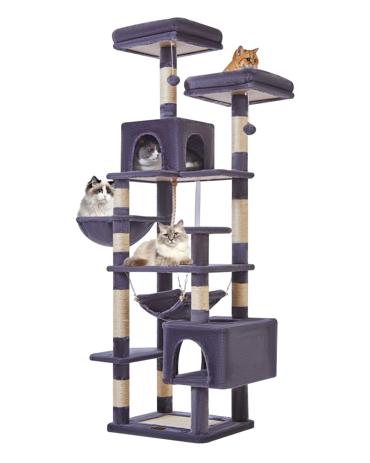 Taoqimiao Cat Tree, 71-Inch Cat Tree Cat Tower For Indoor Cats, Plush Multi-Level Cat Condo With 10 Scratching Posts, 2 Perches,