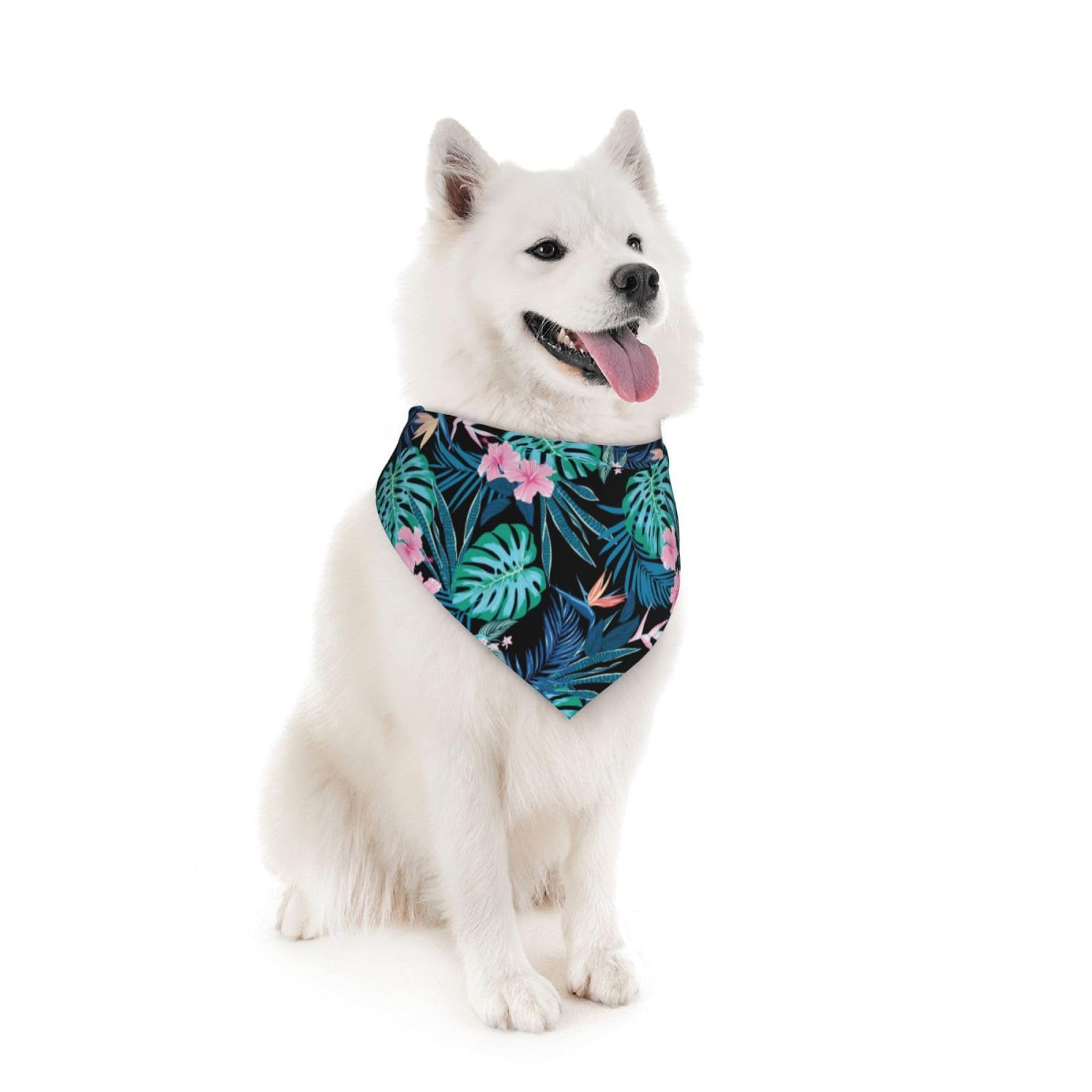 Palm Leaves Flower Tropical Dog Bandana Scarf Triangle Bibs Pet Accessories Cat Kerchief