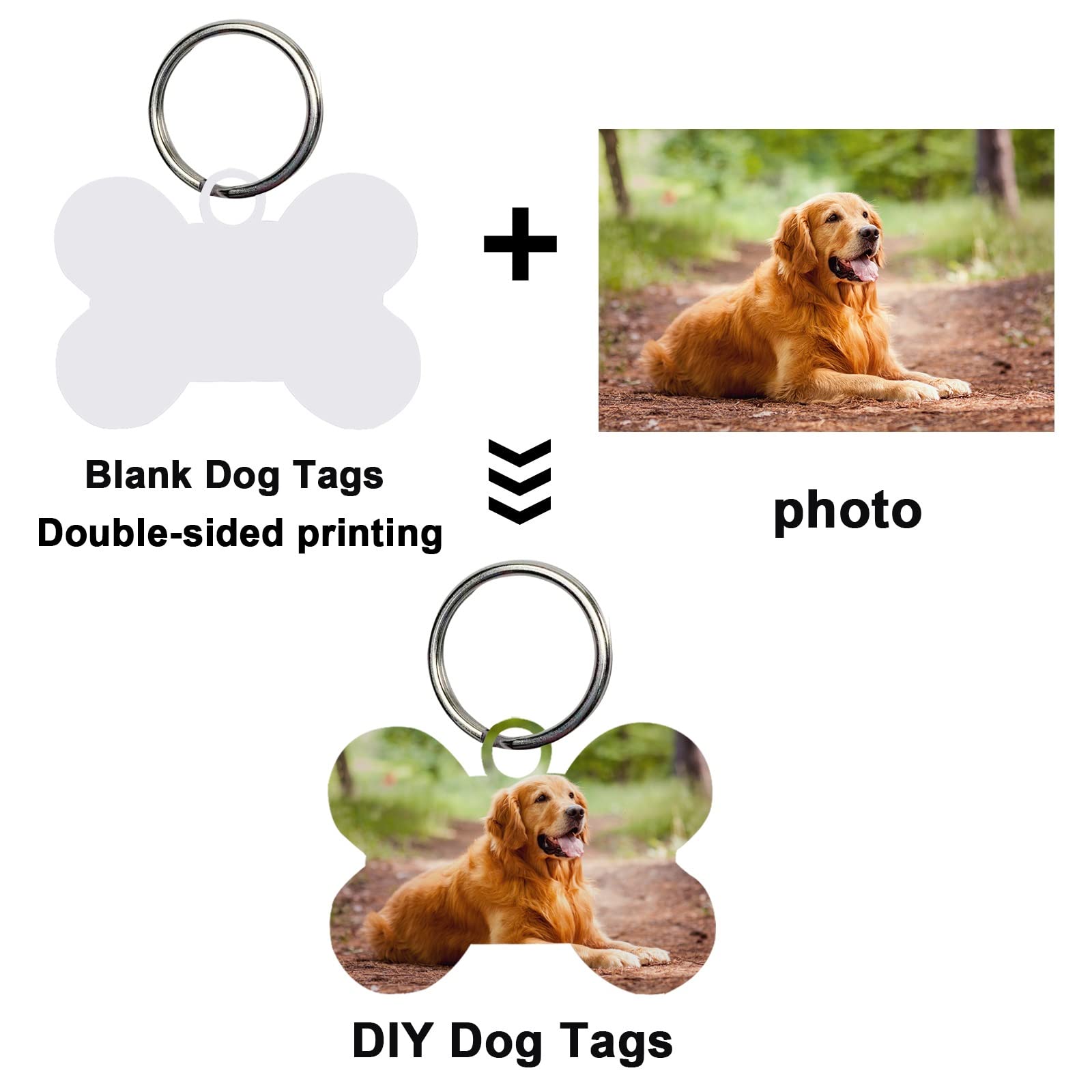 50 Pcs Sublimation Blank Dog Tags Bone Shaped Diy Double Sided Aluminum Dog Id Tags Bone Shaped Pet Name Tags Dog Collar Tags With Dogs And Cats