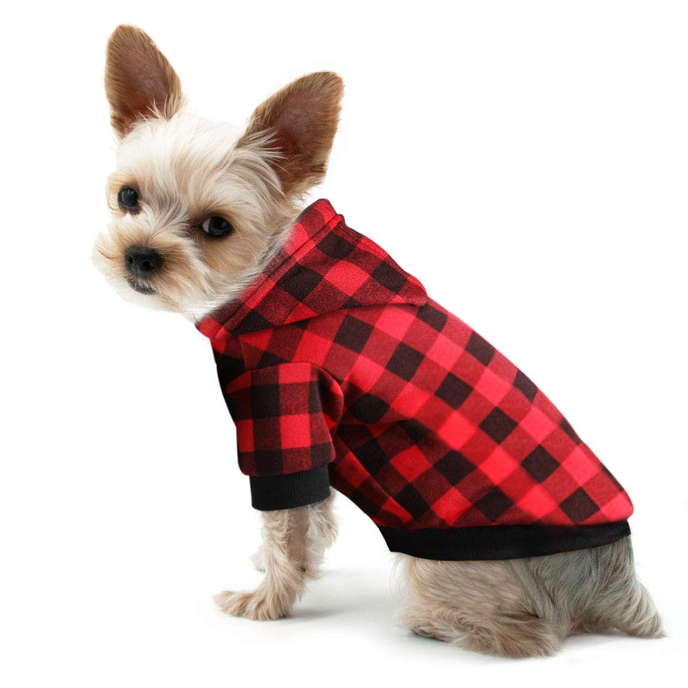 Plaid Dog Hoodie Sweatshirt Sweater For Small Dogs Cat Puppy Clothes Coat Warm And Soft(S)