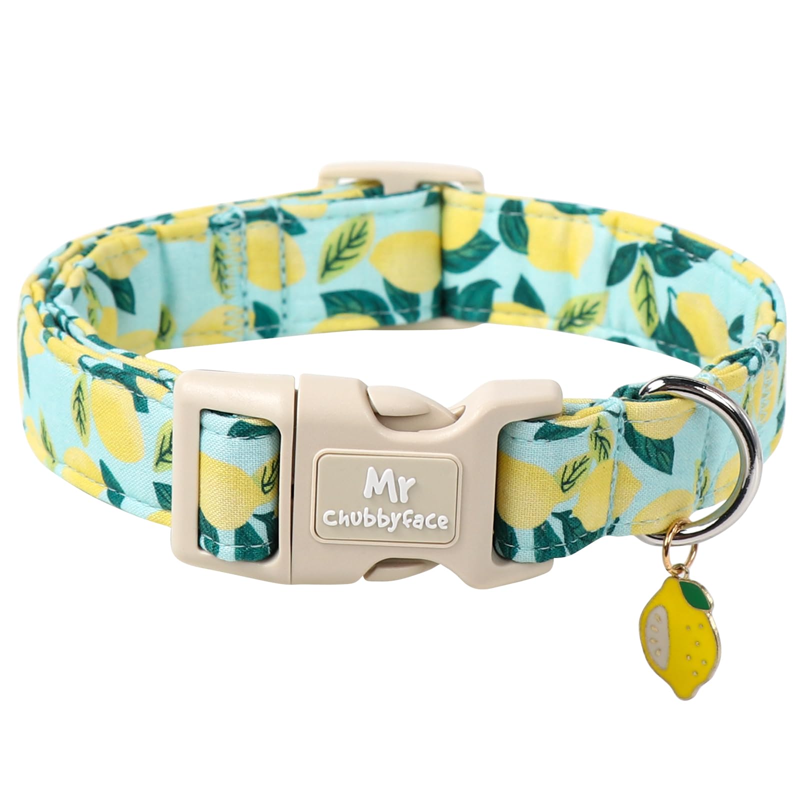Mr.Chubbyface Summer Lemon Dog Collar, Light Adjustable Puppy Collar With Plastic Buckle, Cute Pet Collar For Small Medium Large