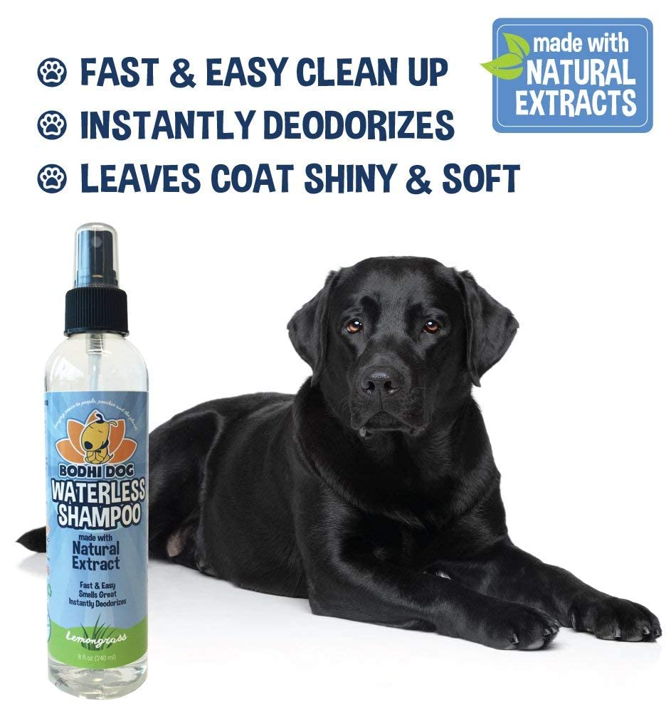New Waterless Dog Shampoo | Natural Dry Shampoo For Dogs Or Cats No Rinse Required | Made With Natural Extracts | Vet Approved Treatment - Made In Usa (Lemongrass, 8 Fl Oz)