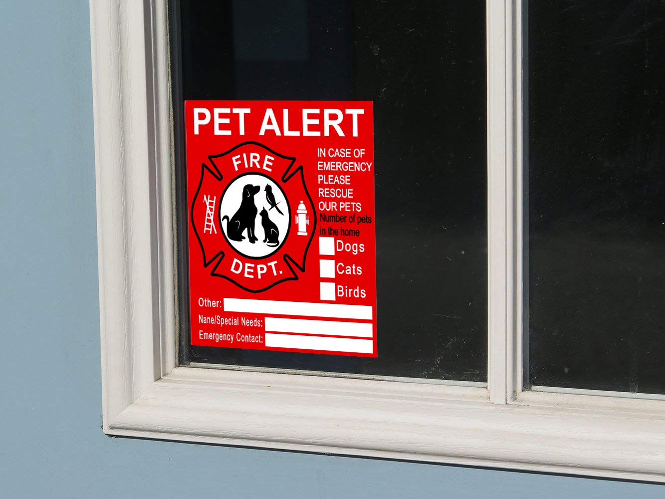 Pet Inside Sticker - 8 Pack Pet Alert Safety Fire Rescue Sticker Decal-Save Our Cat/Dog Pets In A Fire Emergency, Firefighters W