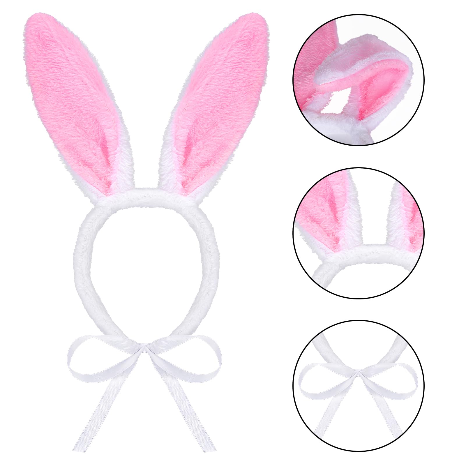 Sumersha 3Pcs Easter Dog Bunny Costume Set Pet Plush Rabbit Ears Headband Tail Bow Tie Collar For Small Medium Dogs Cats