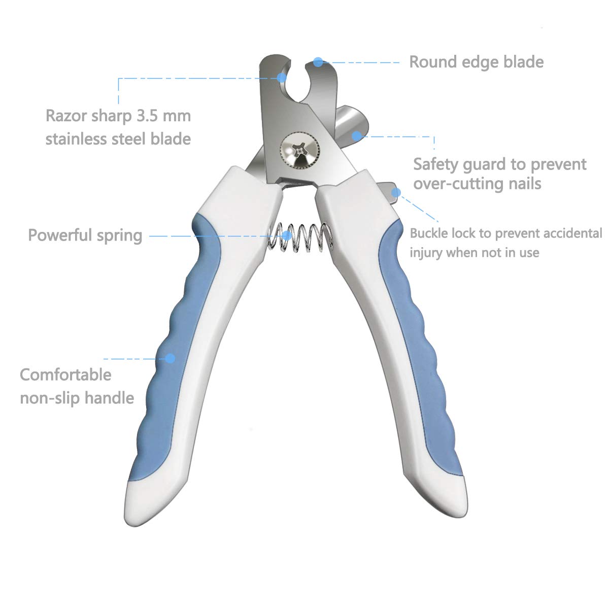 Ldjzon Pet Nail Clippers And Trimmers Set Safety Guard To Avoid Over Cutting Razor Sharp Blades Grooming Tool For All Small Large Dog Cat Blue