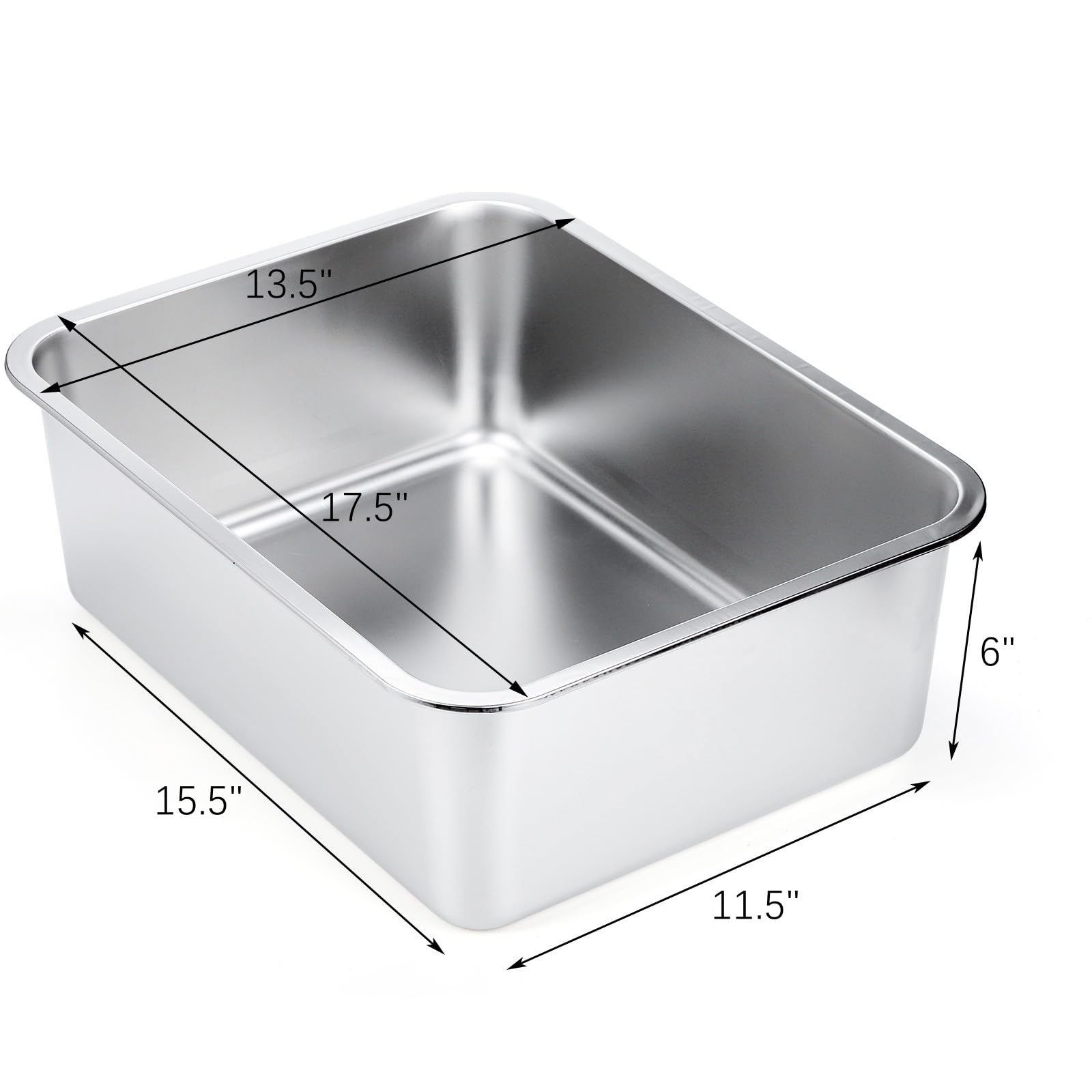 Lawei 2Pcs Stainless Steel Cat Litter Box, Medium Metal Litter Pan For Kitty/Kitten/Cat/Rabbits, Non Stick Litter Boxes, Rust Pr