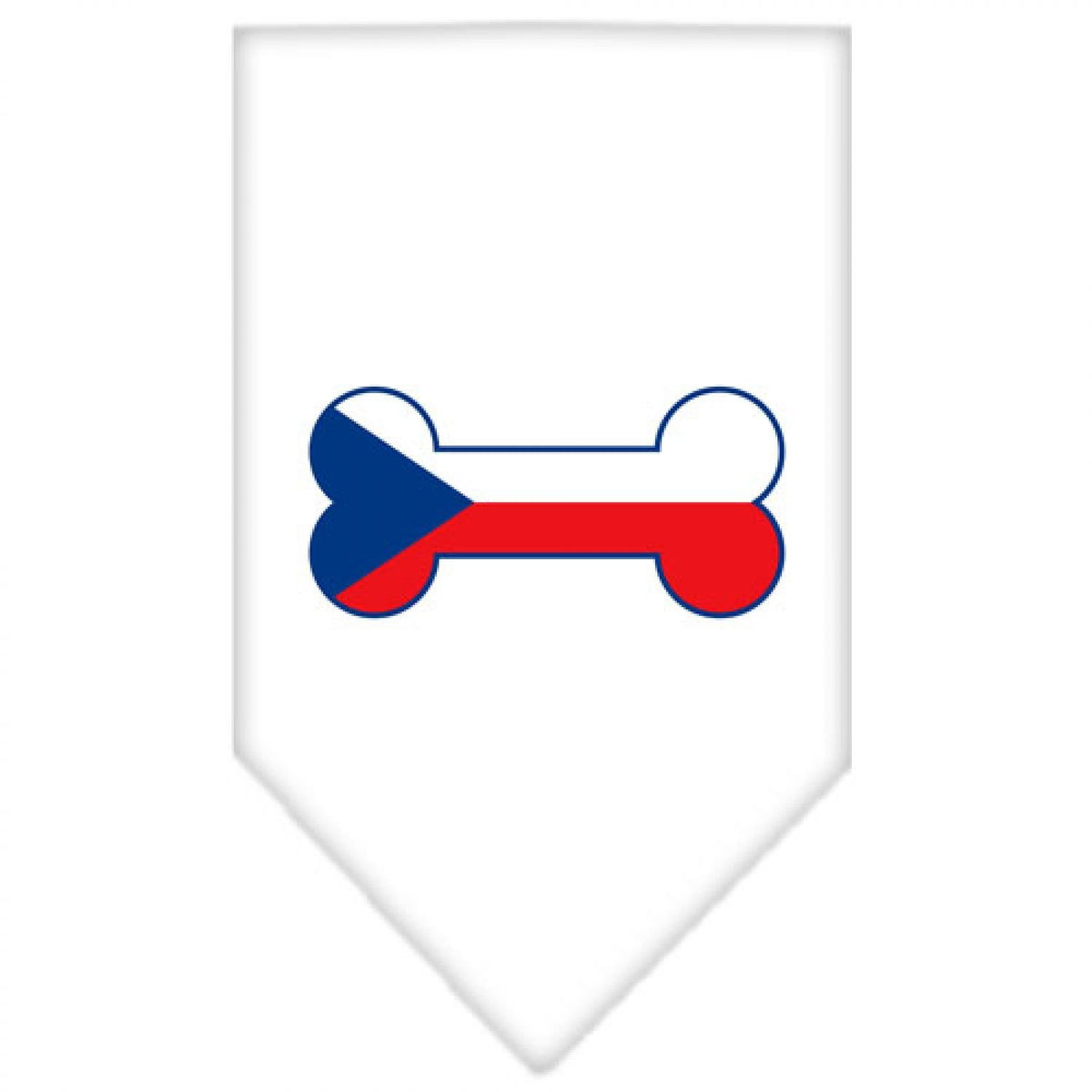 Pet and Dog Bandana Screen Printed, &quot;Bone Shaped Czech Republic Flag&quot; White Small
