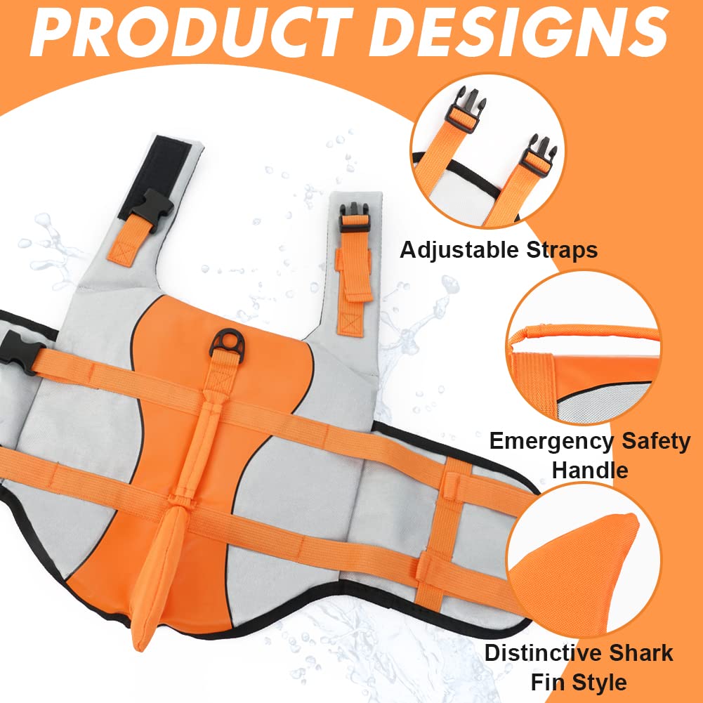 Emust Dog Life Jacket, Ripstop Dog Lifesaver Vests With Rescue Handle For Small Medium And Large Dogs, Pet Safety Swimsuit Prese