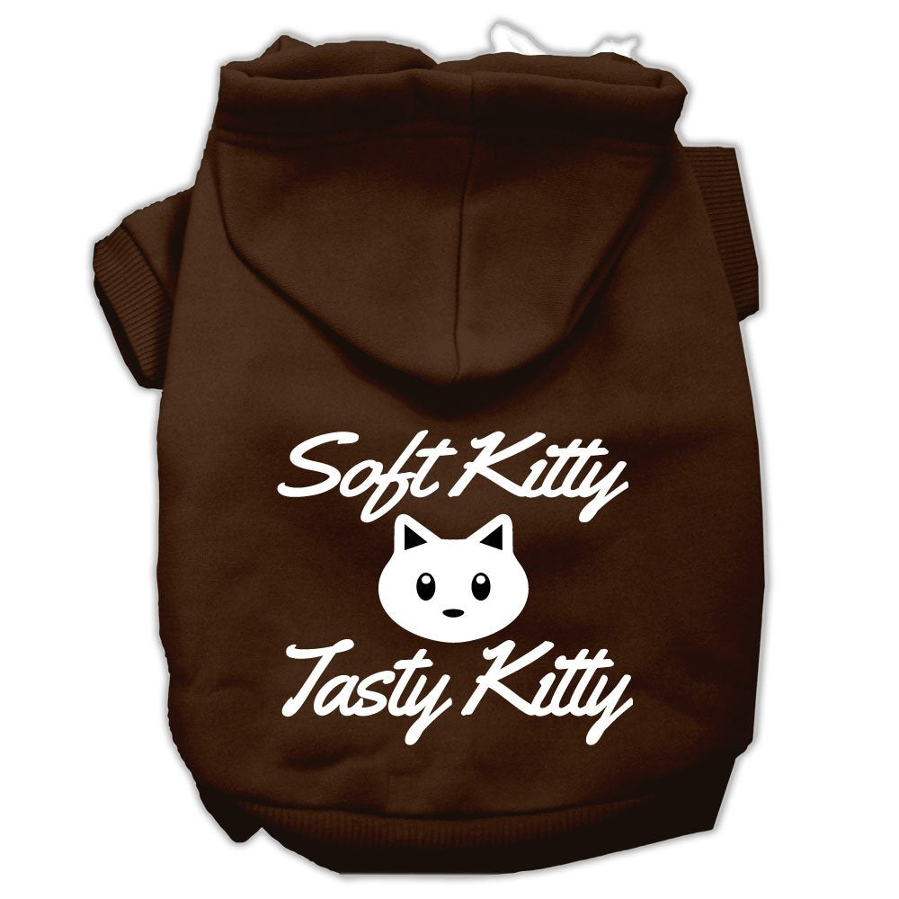 Pet Dog & Cat Hoodie Screen Printed, Soft Kitty, Tasty Kitty Brown SM (3-6 lbs.)