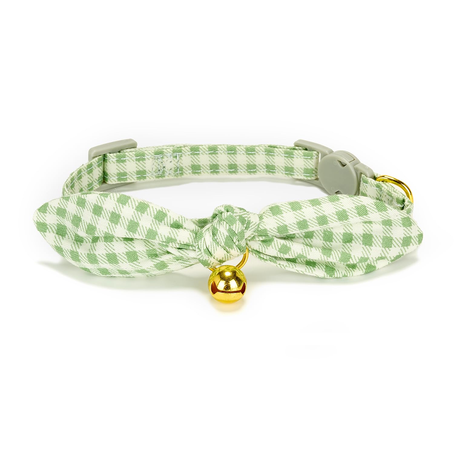 Yudote Bowtie Cat Collar With Bell, 2 Pack Cotton Breakaway Kitten Collars With Removeable Bow Stylish Cat Collars, Floral Green