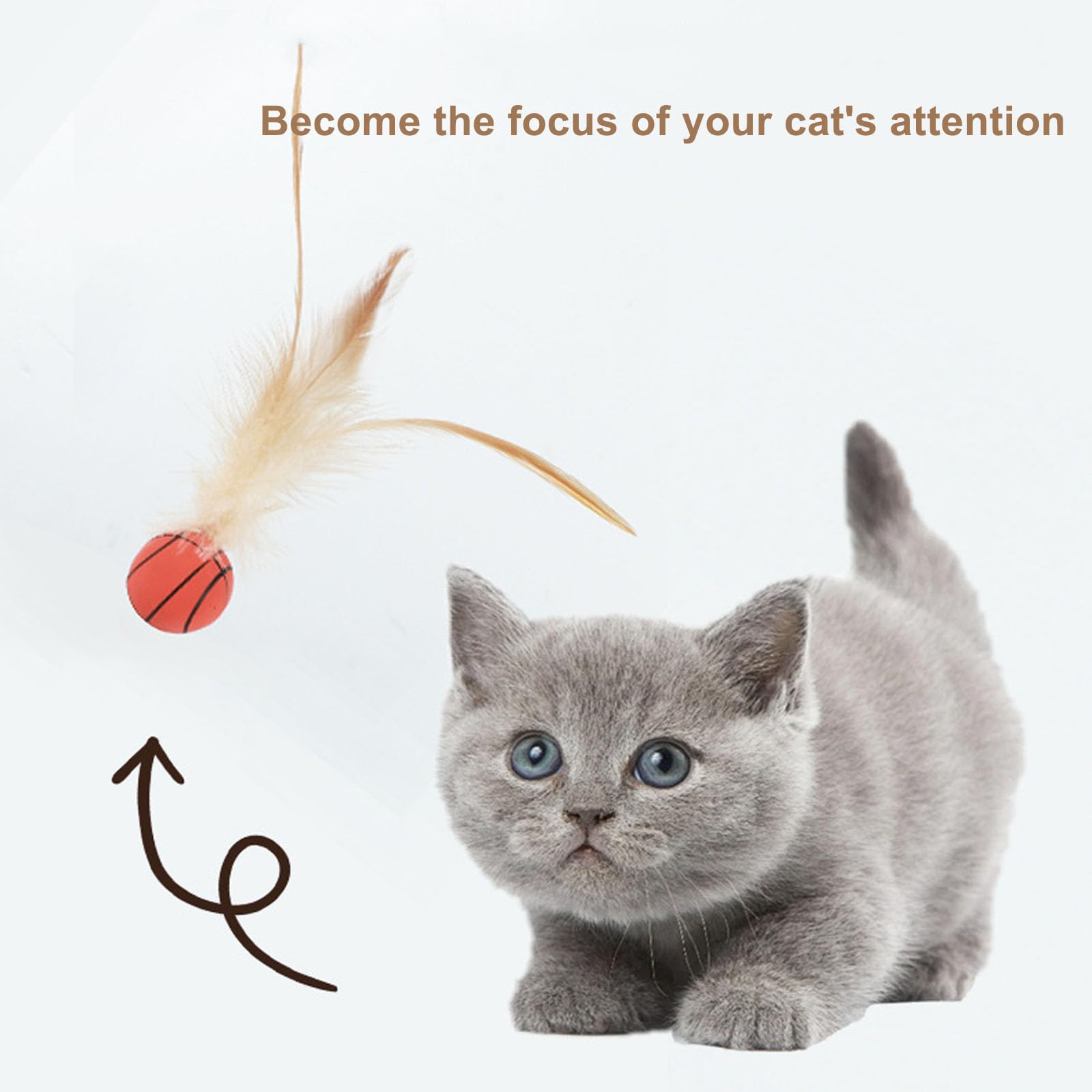 (3Pcs) Interactive Feather Ball Toy Set For Cats, 2025 New Cat Ball With Feather For Indoor, Elastic Interactive Toys For Indoor