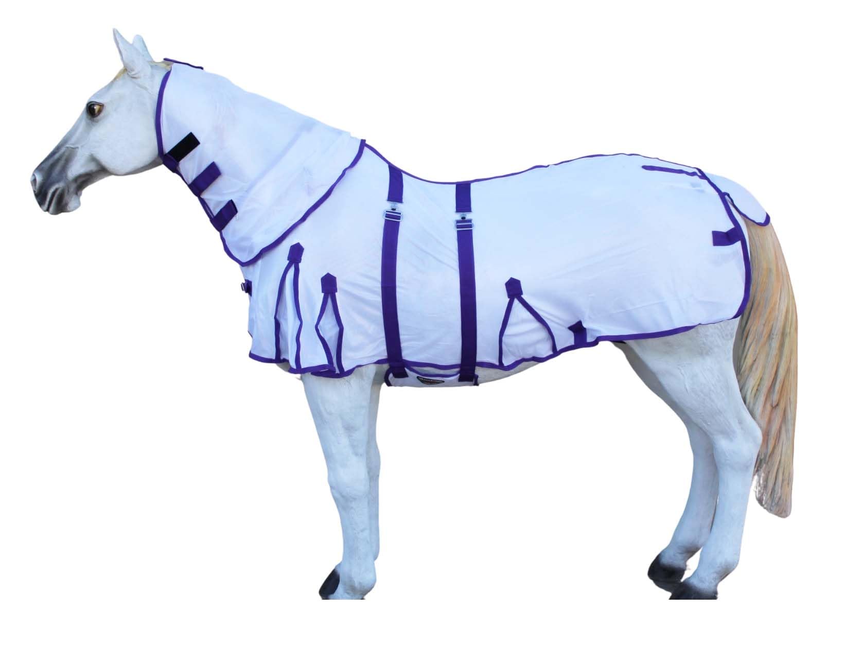 Challenger 80'' Horse Summer Mesh Scrim Sheet Full Neck Flysheet Bellyband Purple 73102