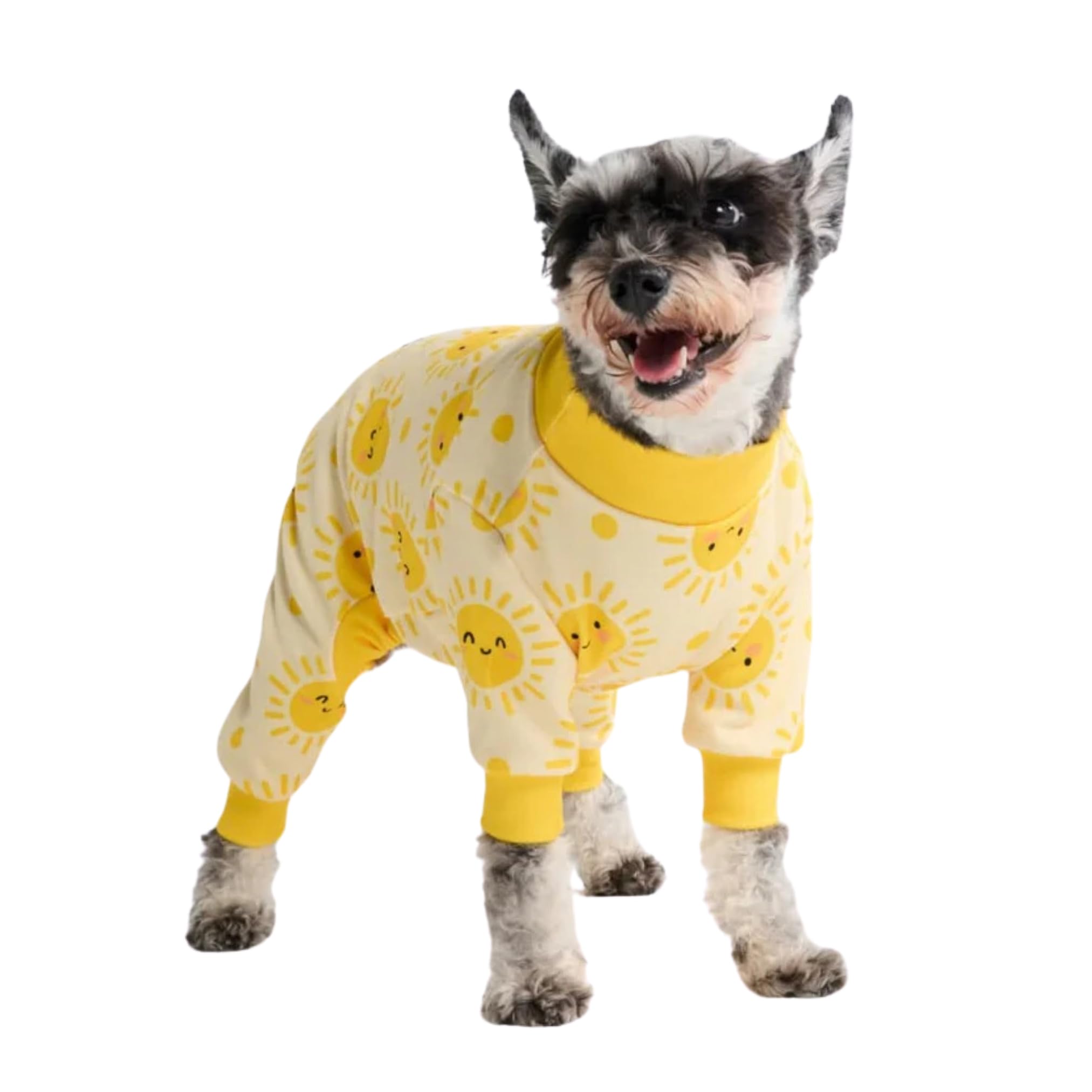 Spark Paws Dog Pajama, Ultra-Soft And 4-Way Stretch, Recovery-Suit Pj Onesie For Small, Medium And Large Breeds - Sunshine - M