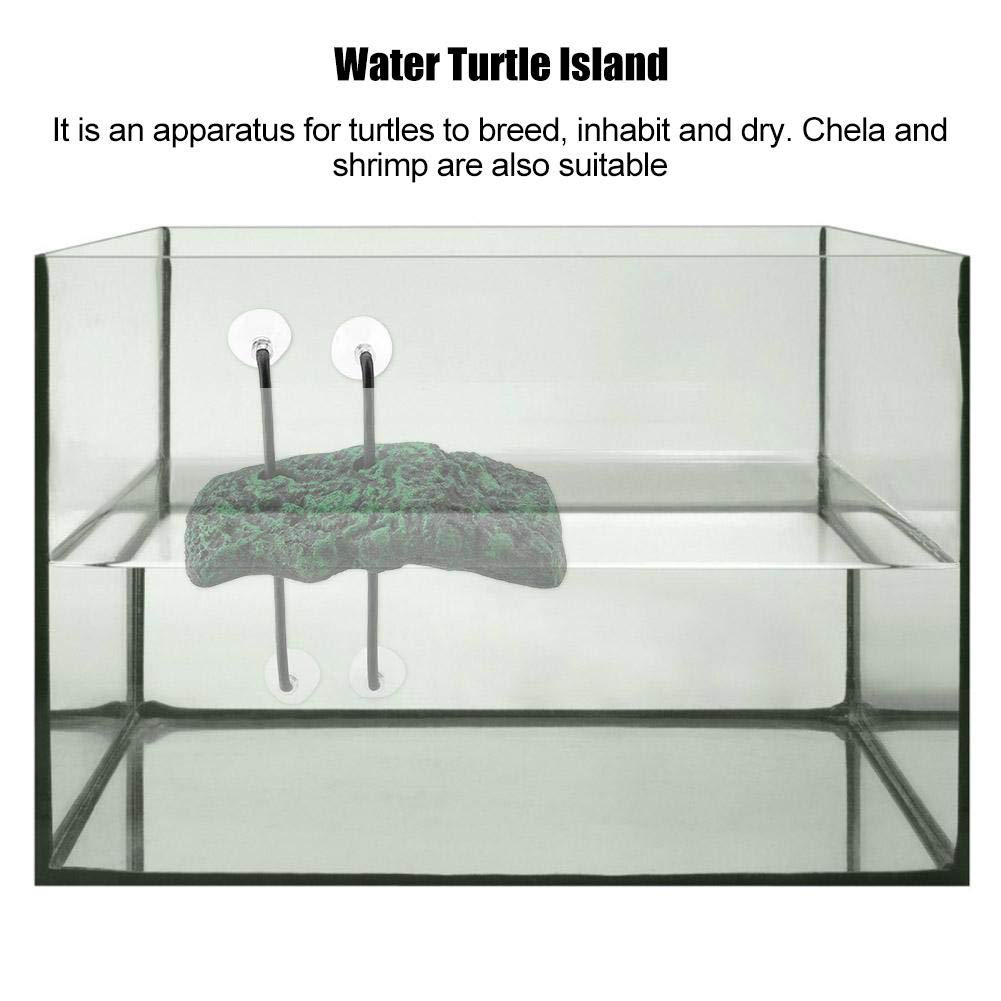 Tnfeeon Reptile Floating, Basking Stage Floating Island with Sucker Aquarium Accessory for Amphius Animals(Large)