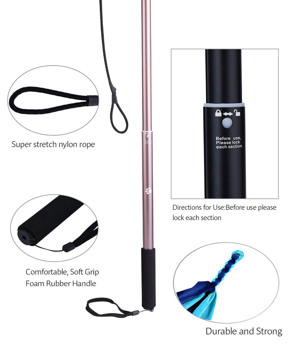 Amyese Flirt Pole For Dogs - Extendable Flirt Pole With 2Pcs Fleece Lure Tugs For Dog Outdoor Entertainment, Train And Exercise,