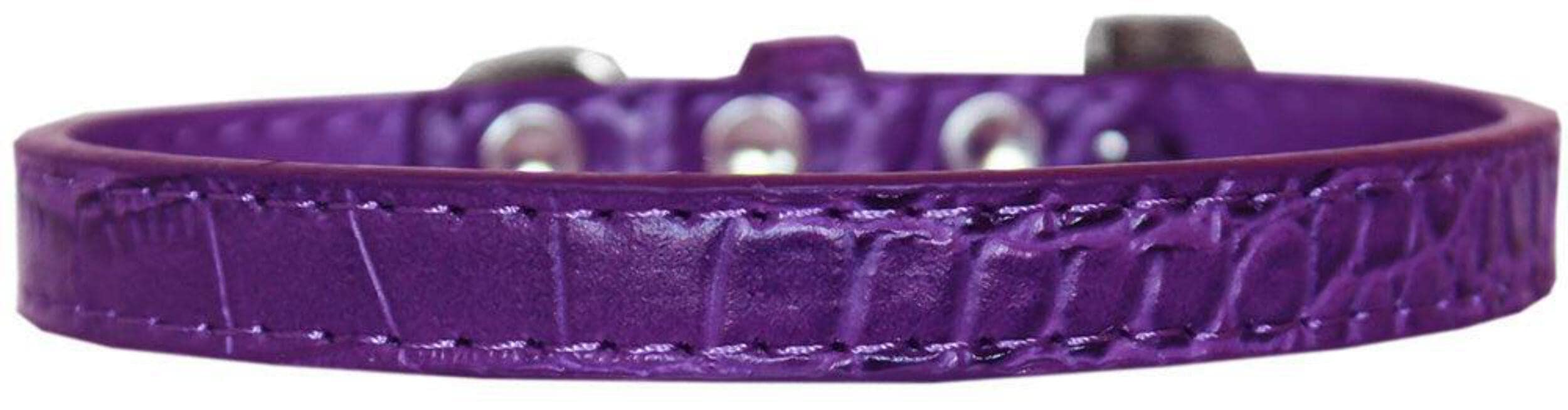 Dog, Puppy & Pet Designer Croc Collar, &quot;Wichita Plain 1/2&quot; Wide&quot; Purple 12