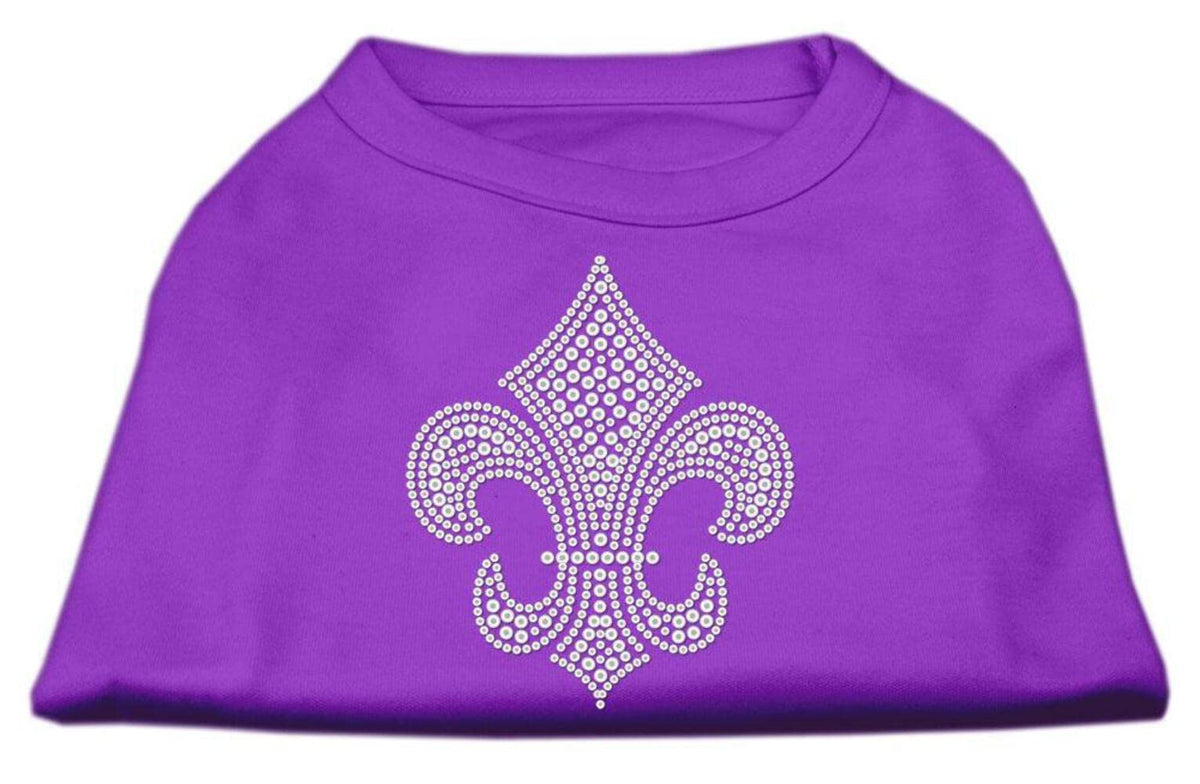 Pet Dog & Cat Shirt Rhinestone, 'Silver Fleur De Lis' Purple Lg (10-14 Lbs.)
