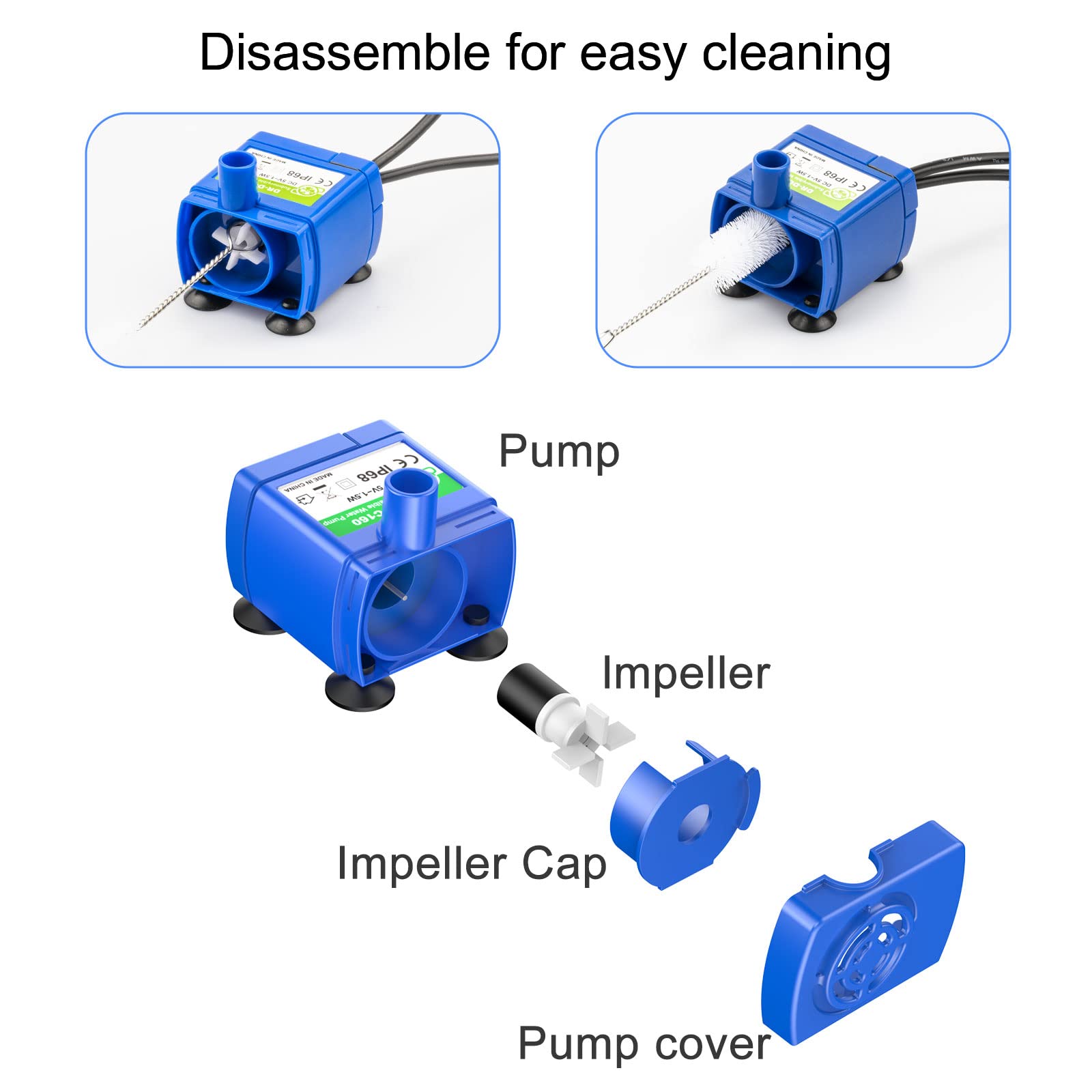 Cat Fountain Pump Replacement, Upgraded Smart Cat Water Fountain Pump For Round And Cubic Cat Fountain, Intelligent Pet Fountain Pump (The Adapter Is Not Included)