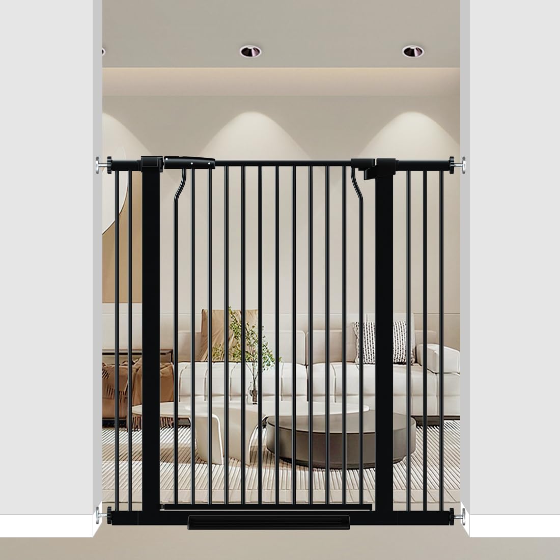 THEYFIRST 40.55'' Extra Tall Dog Gate for Doorways Stairs, 63-65.7 in Extra Wide Baby Gate Walk Thru, Pressure Mounted Tall Pet 