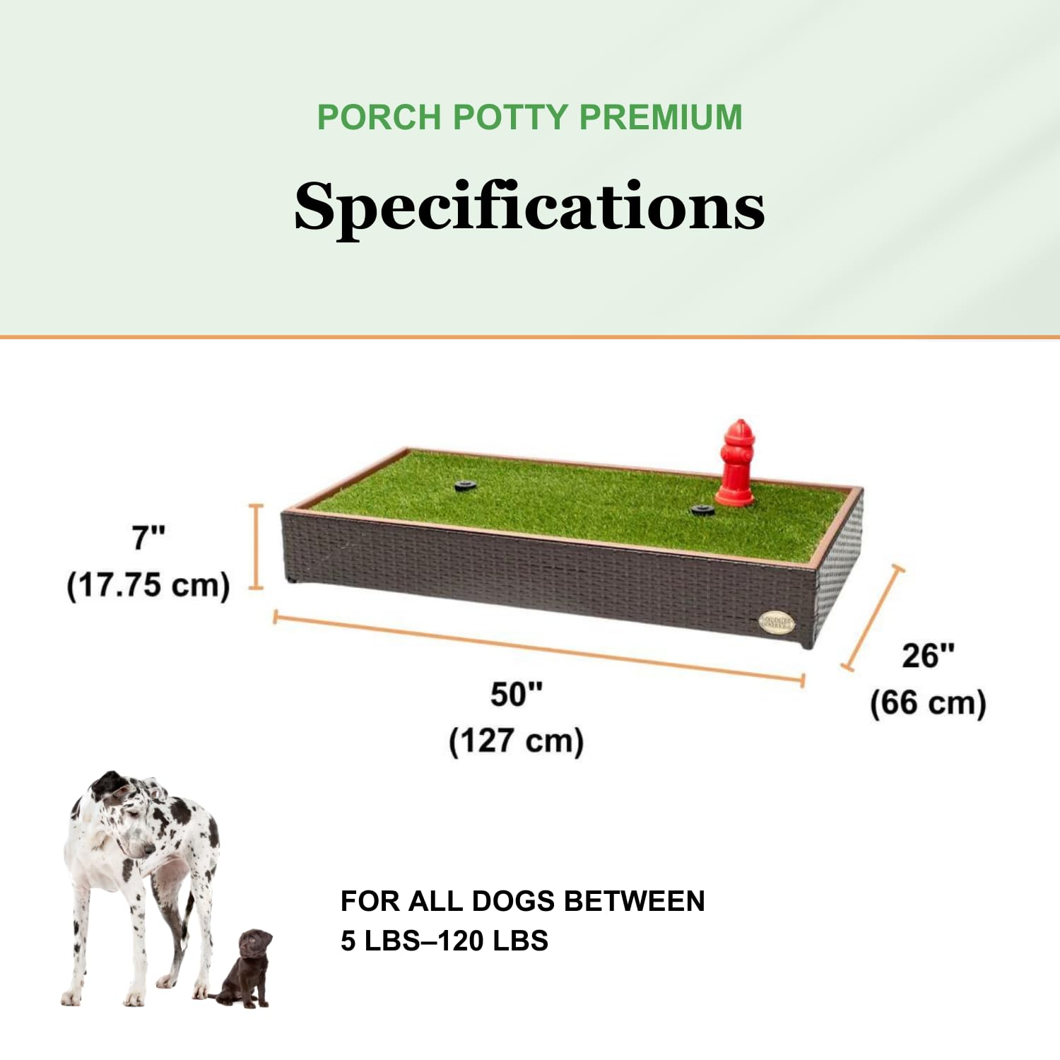 Porch Potty Premium - Self-Draining Dog Potty with 2 Pop-up Sprinklers Reusable Artificial Dog Grass with Tray - Perfect for Apa