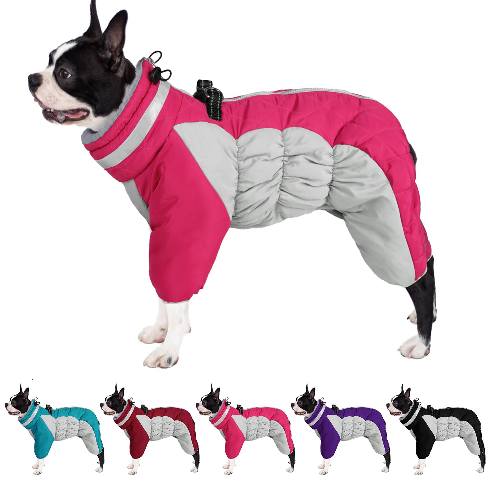 AOFITEE Small Dog Coat Warm Dog Jacket Winter, Windproof Dog Winter Coat with Harness Built in, Reflective Turtleneck Dog Puffer