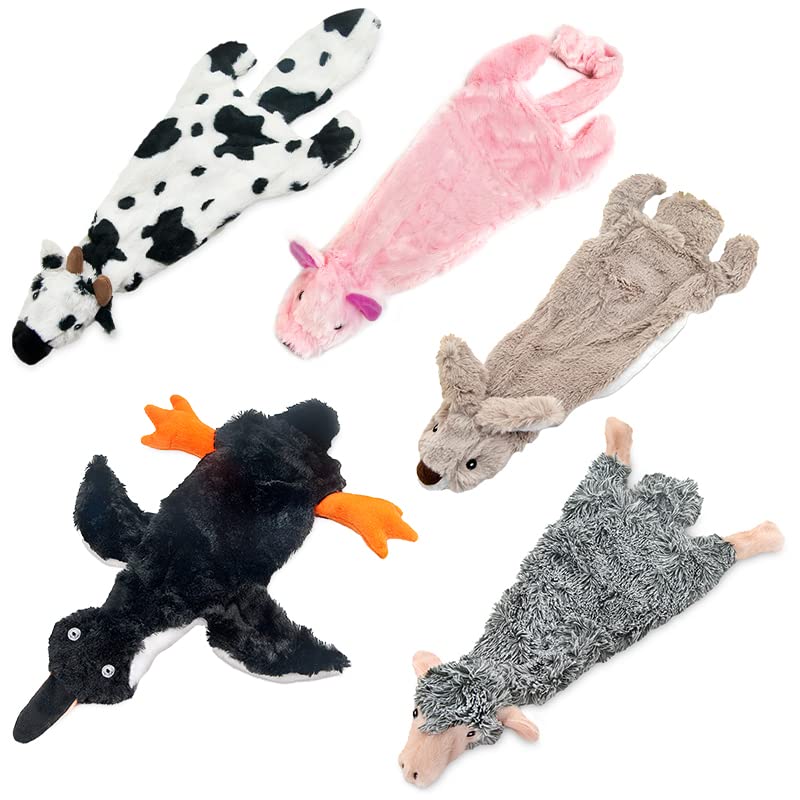 Best Pet Supplies 2-In-1 Fun Skin Stuffless Mystery Box Dog Squeaky Toy 4 Pack, Large (Various Styles, Colors)