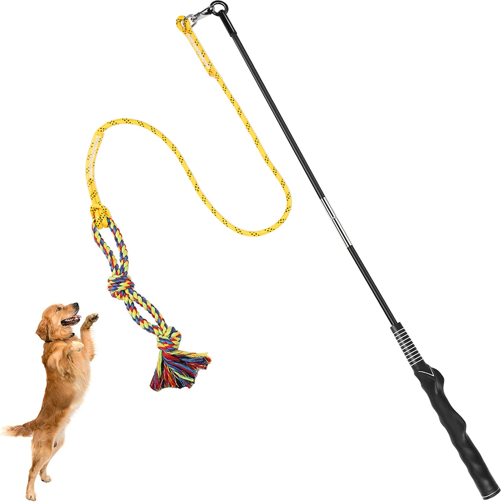 Dibbatu Flirt Pole For Dogs Interactive Dog Toys For Large Medium Small Dogs Chase And Tug Of War, Dog Teaser Wand With Lure Che