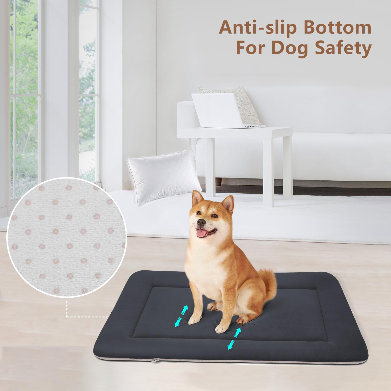 Large Dog Bed Soft Crate Pad Mat 47' Machine Washable With Non-Slip Bottom For Large Medium Dogs