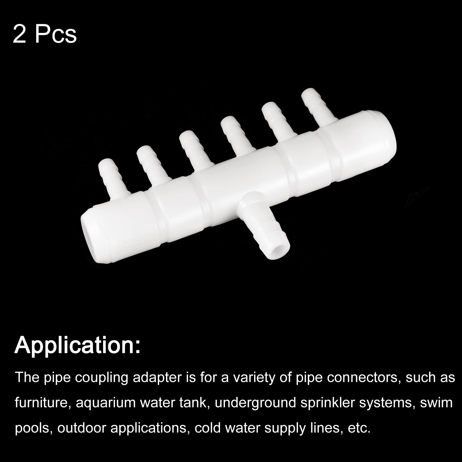 uxcell 2Pcs 8mm to 5.5mm 6 Ways Air Line Tubing Splitter Connector Fish Tank Oxygen Pipe Air Tubing Adapter for Aquarium, White