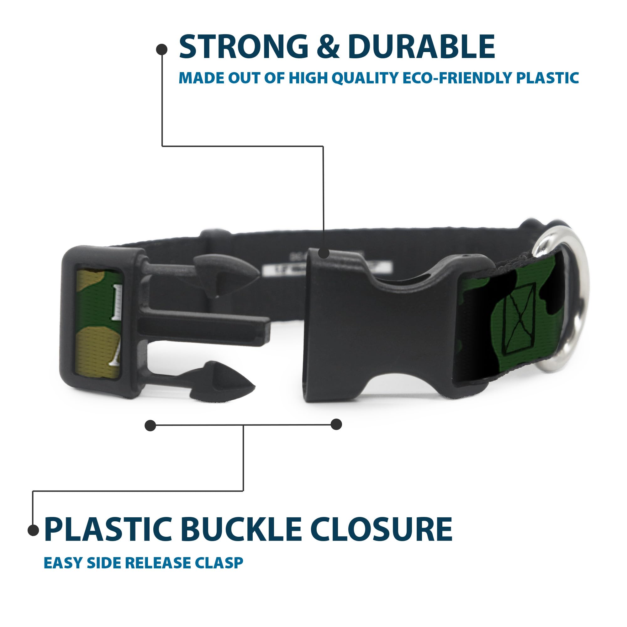 Buckle-Down Dog Collar Plastic Clip Fafo Fuck Around And Find Out Stencil Camo White 18 To 32 Inches 1.5 Inch Wide