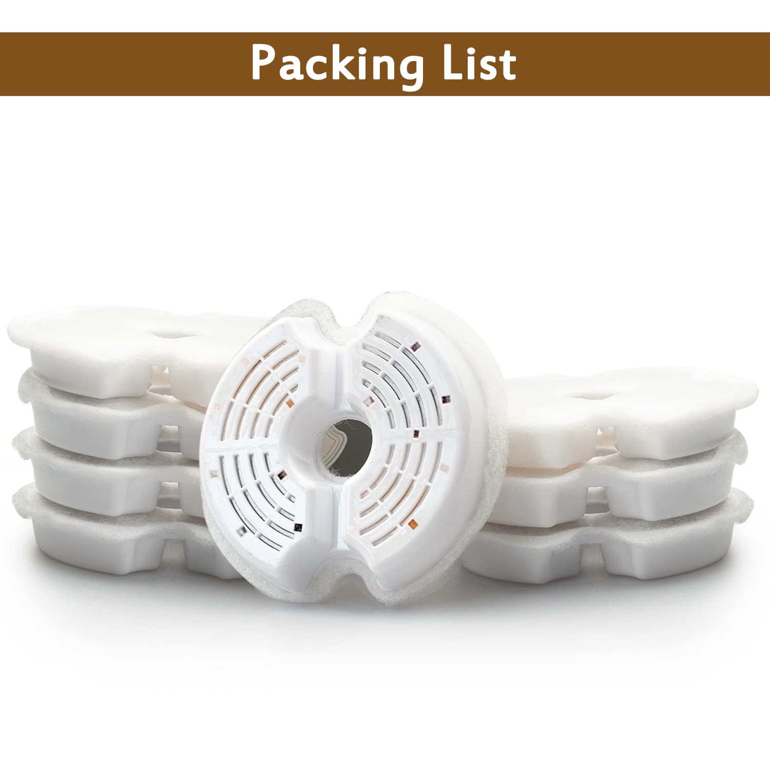 Cat Water Fountain Filter, Multiple Filtration Pet Water Fountain Replacement Filter,8 Or 12 Packs Of Cotton Activated Carbon Cat Fountain Filter(Filter 8 Pack)