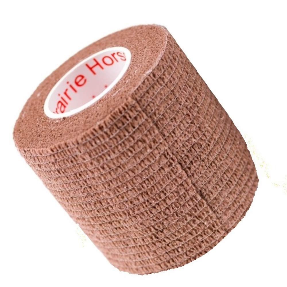 Vet Wrap Tape (Brown) (2 Pack) (2 Inch x 15 feet) Self Adhesive Adherent Adhering Cohesive Flex Self Stick Bandage Grip Roll Dog