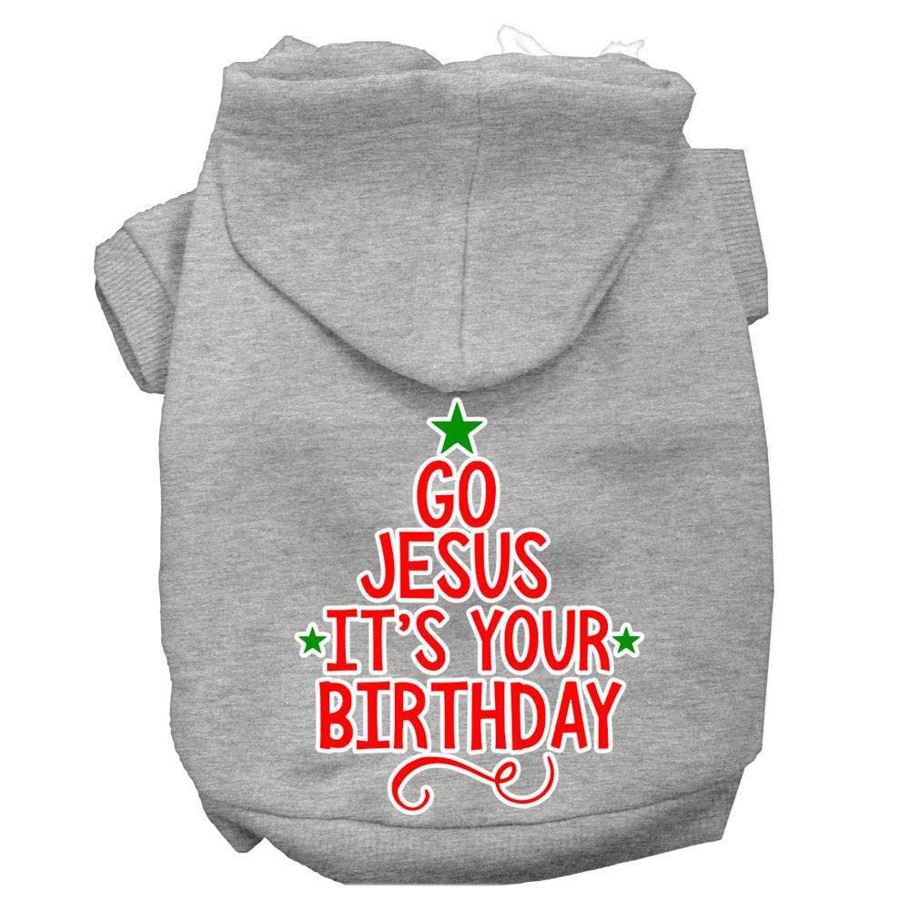 Go Jesus Screen Print Dog Hoodie Grey L 14