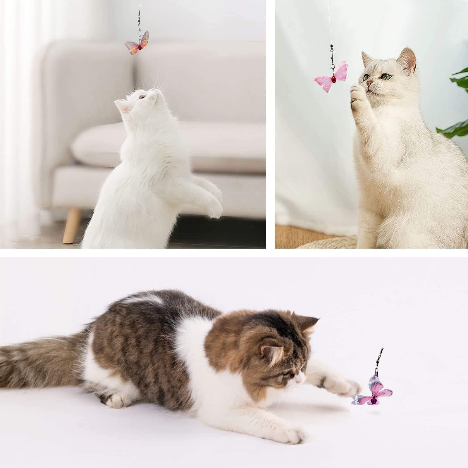 Songway Cat Butterfly Toy Replacement - 10 Pieces Butterfly Cat Toy Attachment, Mini Cat Wand Toy Replacement, Insect Worm Cat Toys Accessories Parts