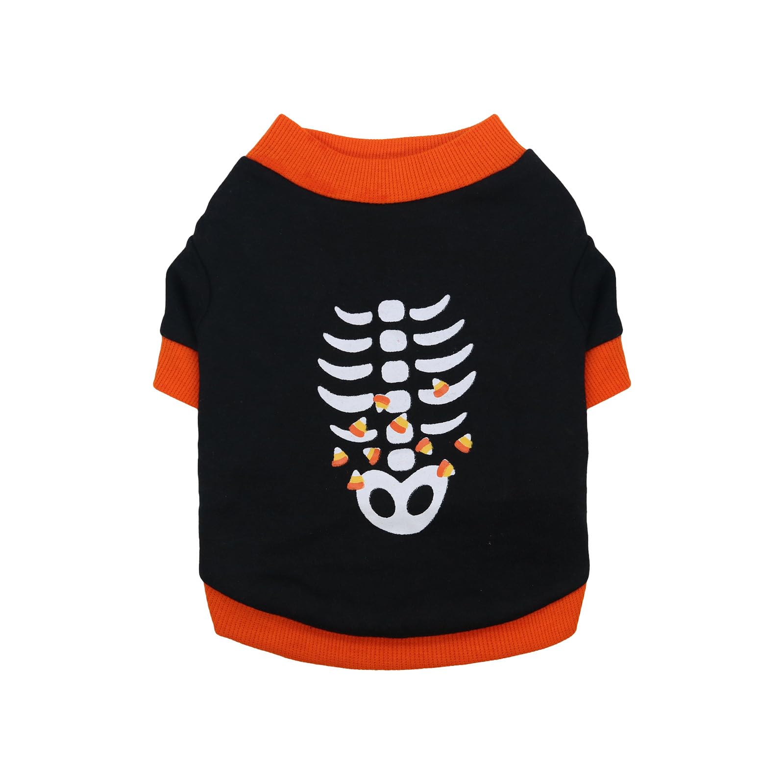 Vavious Dog Winter Coat - Funny White Fish Bone Halloween Pet Sweater - Soft Cotton Dog Clothes - Black X-Small