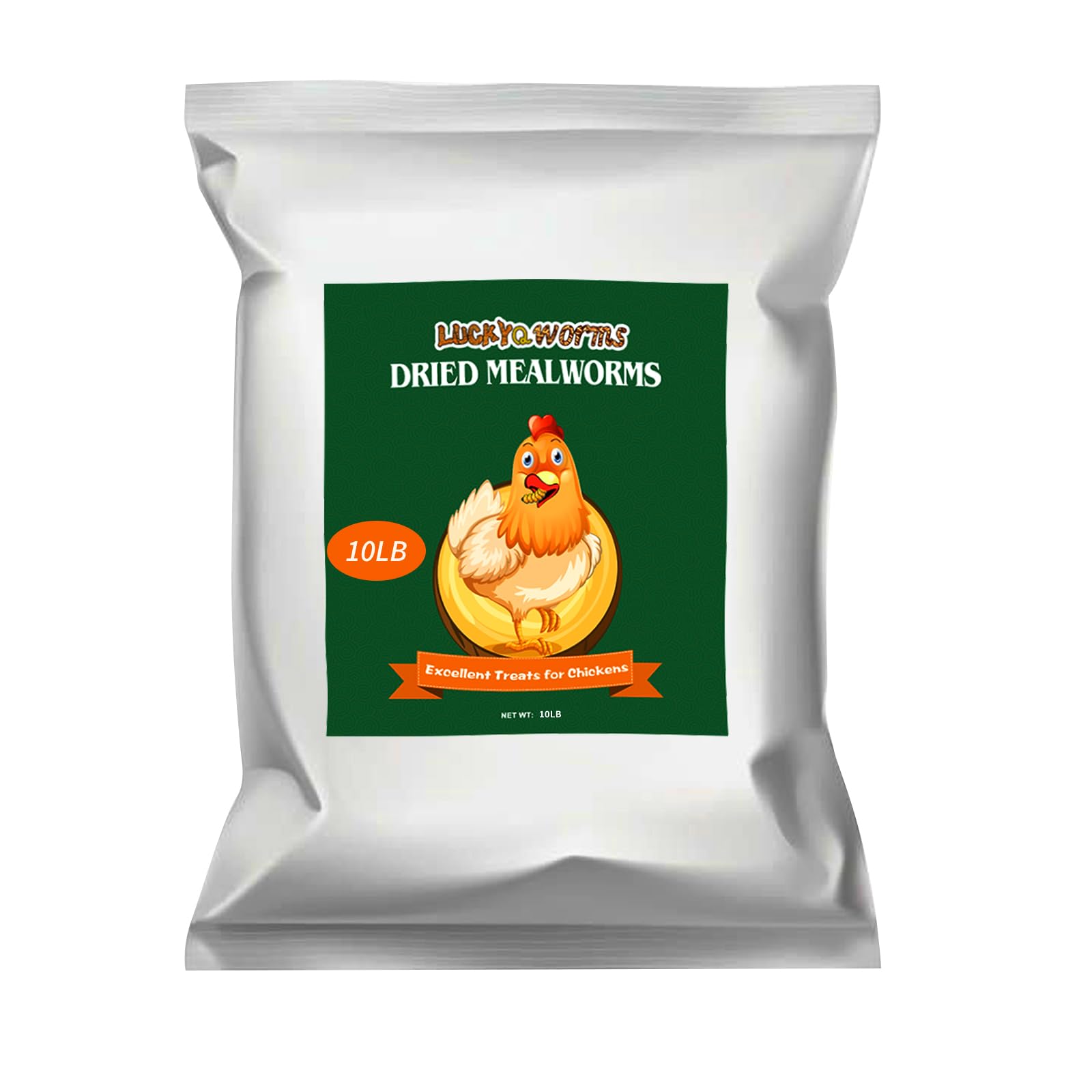 LuckyQworms 10lbs Mealworms, High-Protein Dried Mealworms for Birds, Chickens, Turtles, Fish, Hamsters and Hedgehogs, Non-GMO an