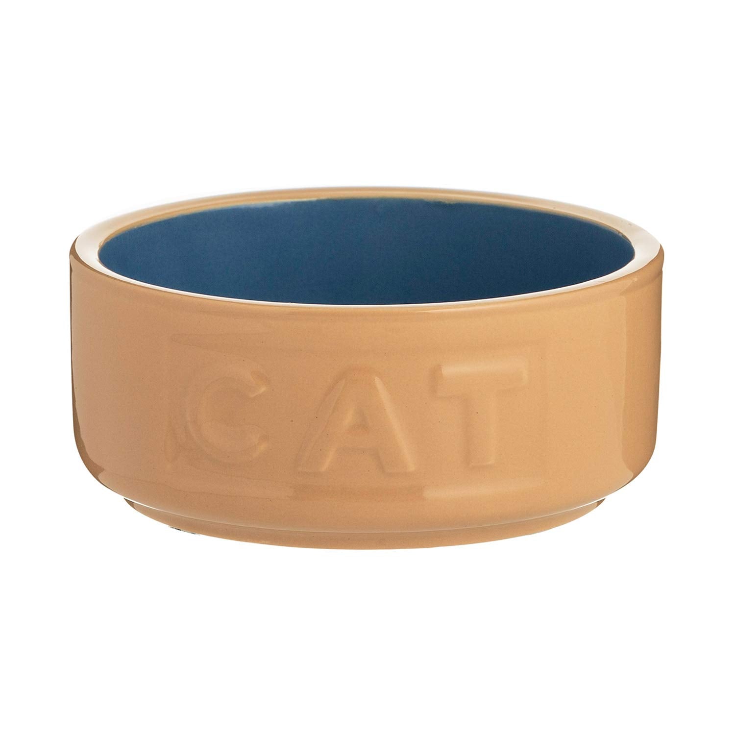 Mason Cash Cane & Blue Lettered Stoneware Cat Bowl, 12 cm