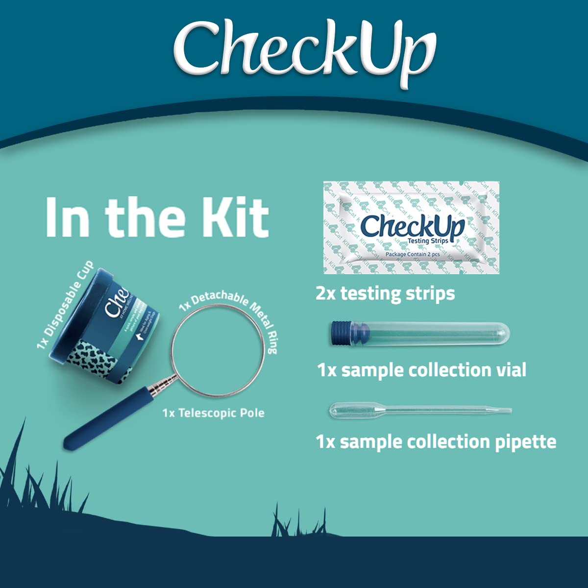 CheckUp Kit at Home Wellness Test for Dogs | Telescopic Pole, Detachable Cup & 2 Test Strips | Detects 4 Most Common Pet Health