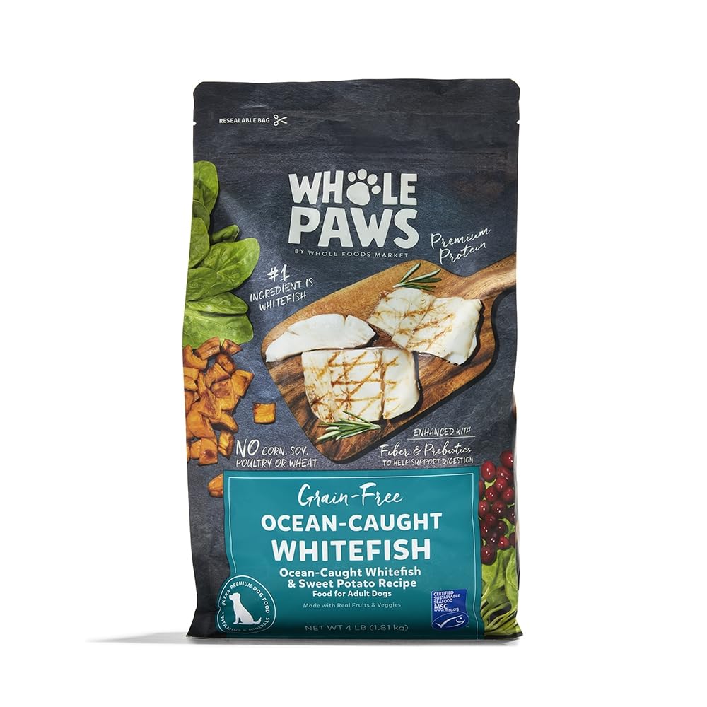 Whole Paws, Grain-Free Dry Adult Dog Food, Ocean-Caught Whitefish & Sweet Potato Recipe, 4 lb