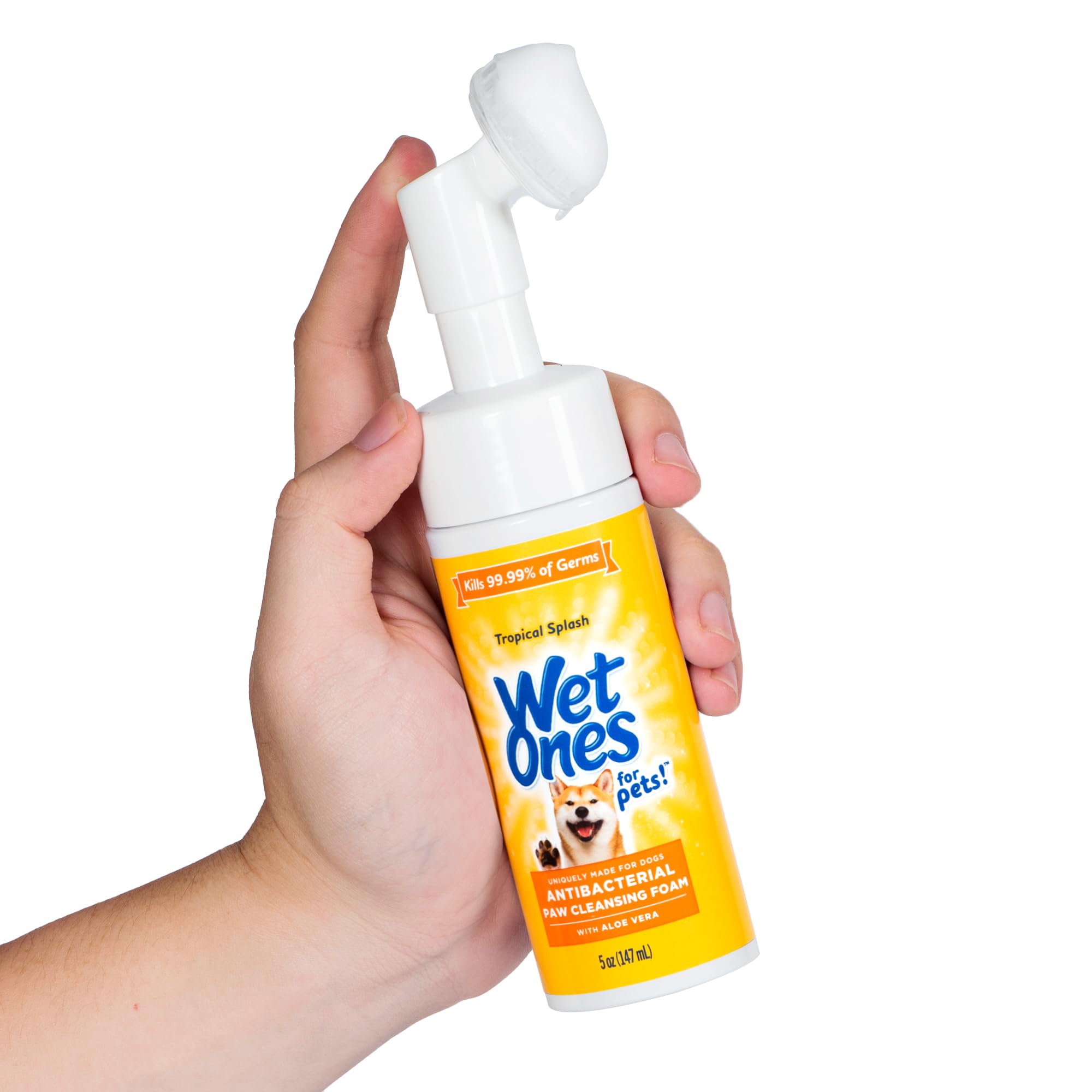 Wet Ones For Pets Antibacterial Dog Paw Cleansing Foam With Built-In Paw Scrubber Brush, Tropical Splash Scent | Dog Paw Cleaner